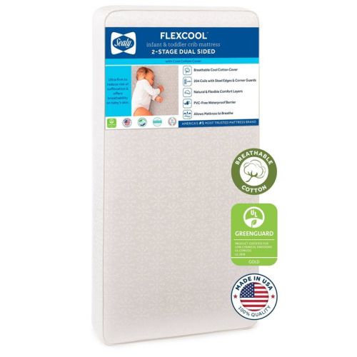 Sealy FlexCool 2-Stage Crib And Toddler Mattress: Hypoallergenic, Waterproof Cover, Firm, Innerspring