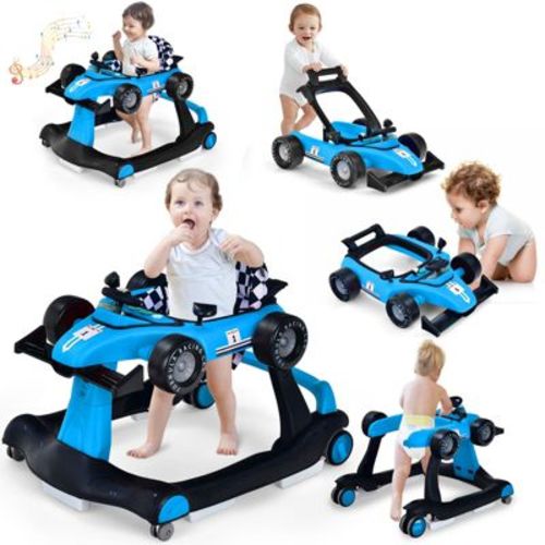 Baby Walker with Wheels, 5-in-1 Adjustable Height and Speed Walker with Rear Brake for 6 to 18 Months