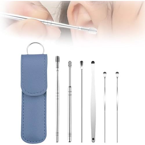 Ear Cleaner, Ear Cleaning Tool Set, Ear Cleaning Kit, Portable Spiral Earwax Cleaner Tool Set (Blue)