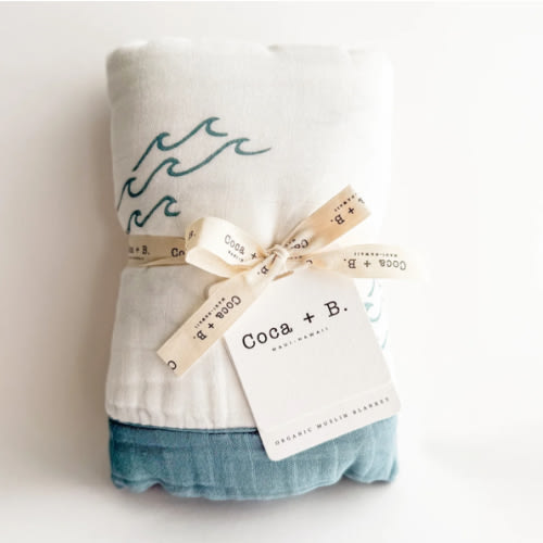 Simple Wave Bamboo Blanket - Ocean Nursery Decor | 6 Layers – Coca + B.
