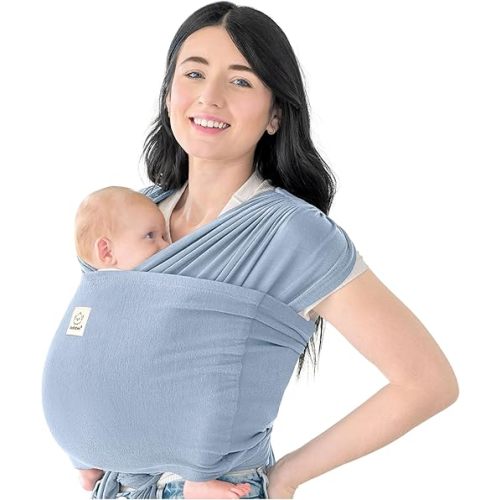 KeaBabies Baby Wrap Carrier Ring Sling - Easy to Wear, Adjustable D-Lite Baby Carrier Newborn to Toddler, Infant Carrying Shirt, Hands Free Bonding, Breathable Fabric Wearing Wrap (Powder Blue)
