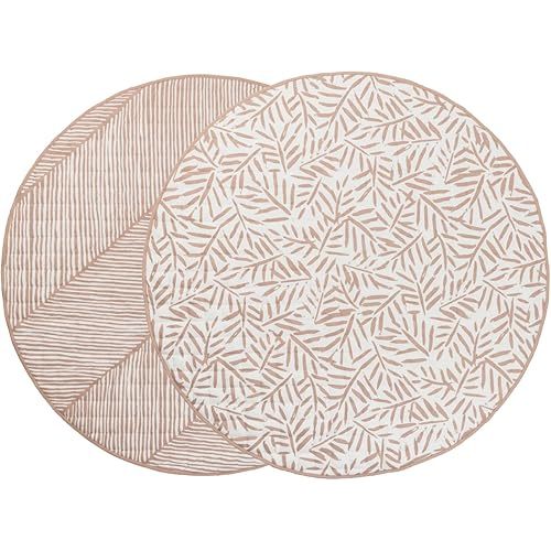 Toddlekind Organic Cotton Reversible Play Mat – 48" Handmade Blanket for Floor Activities, Tummy Time, Nursery Decor, and Family Comfort 0m+ Sea Shell (Pink)