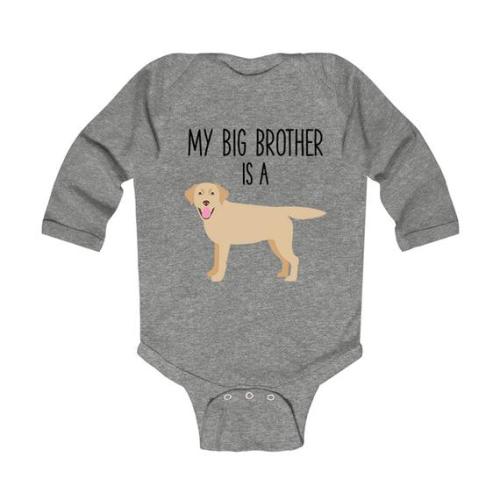 My Big Brother is a Labrador Retriever Long Sleeve Baby Bodysuit, Yellow Lab Baby Boy Baby Girl Clothes, Romper Baby Shower Gift - Etsy