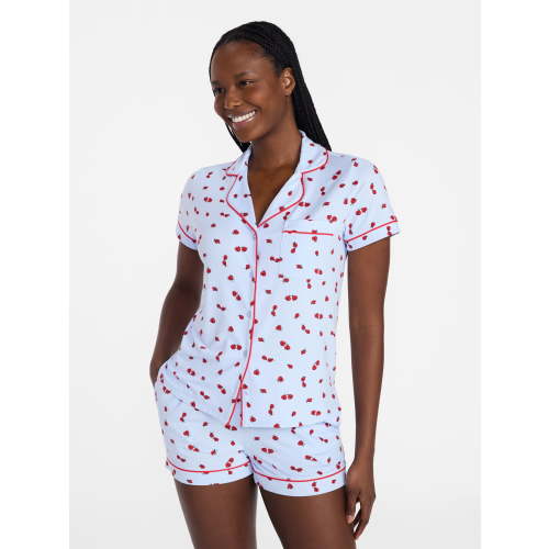 Joypsun Women's Dreamy Soft Collection Notch Collar Top and Shorts Pajama Set, 2-Piece, Sizes XS-3X