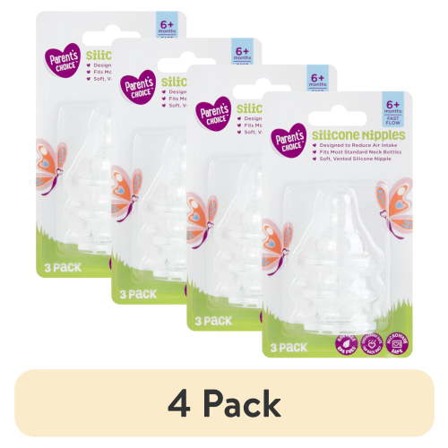 (4 pack) Parent's Choice Fast Flow Silicone Nipples 3 ct Pack