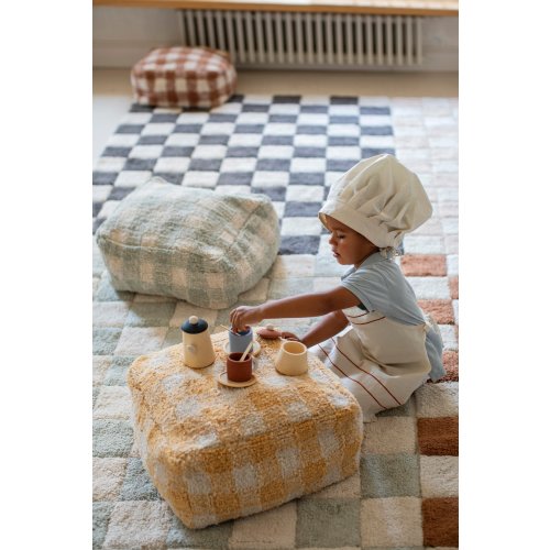 Lorena Canals Little Chefs Vichy Washable PoufNatural, Light Honey Poufs