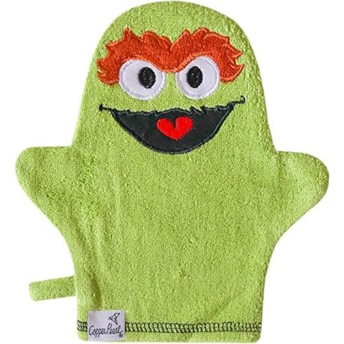 Copper Pearl Wash Mitt: Super-Soft Bamboo Terry Cloth Exfoliating Mitt, Universal Fit Body Exfoliator Glove with Hanging Loop to Dry, Exfoliating Glove Makes Baby Bath Time Fun - Oscar