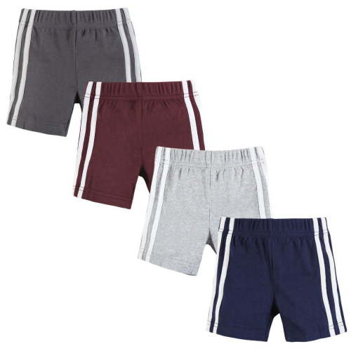 Hudson Baby Boy Shorts Bottoms 4-Pack, Burgundy Navy, 0-3 Months