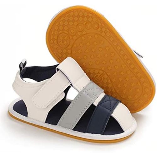 COSANKIM Infant Baby Boys Girls Summer Sandals Non Slip Soft Sole Toddler First Walker Crib Shoes (0-18 Months)