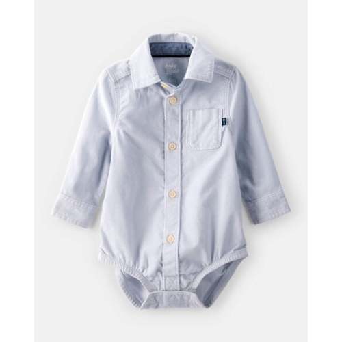 Baby Boy Corduroy Long-Sleeve Button-Down Bodysuit - Blue - OshKosh B'gosh | Carter's
