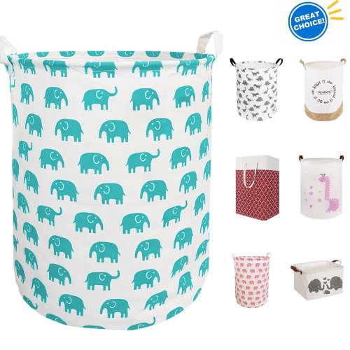 "Evlmd Laundry Hamper Large Canvas Fabric Collapsible Waterproof Storage Basket Toys Clothes 19.7""H x 15.7"""