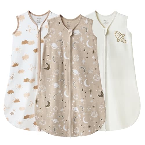 JELLYMONI Baby Sleep Sack 6-12 Months Wearable Blanket for Baby, 100% Cotton 2 Pack Infant Toddler Sleeping Sack Lightweight Soft 2-Way Zipper Sleepsack