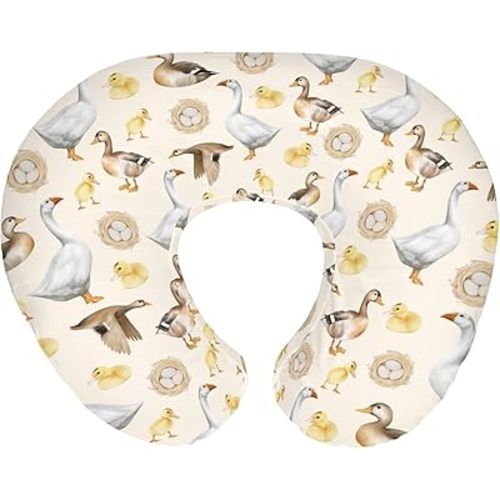 Watercolor Farm Birds Ducks Baby Nursing Pillow Covers for Boy Girl Cute Farm Animals Nursing Slipcovers for Breastfeeding Pillows Farmhouse Duckling Soft Stretchy Removable Cover for Newborn Infant