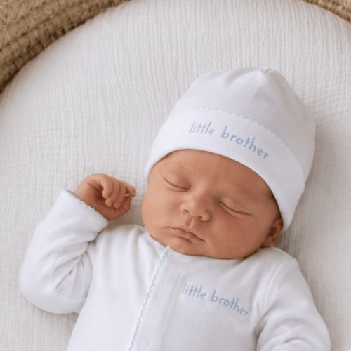 Baby Boy Little Brother Embroidered Hat - Magnolia Baby Siblings