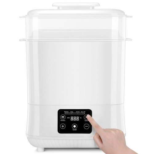 RUPOUN Baby Bottle Sterilizer and Dryer, Electric Steam Sterilizer with Bottle Warmer and Dryer Function, White
