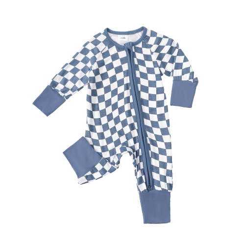 Baby Romper Bamboo Fiber Baby Boy Clothes Newborn Zipper Jumpsuit Checker Long-Sleeve Baby Clothing 0-18M