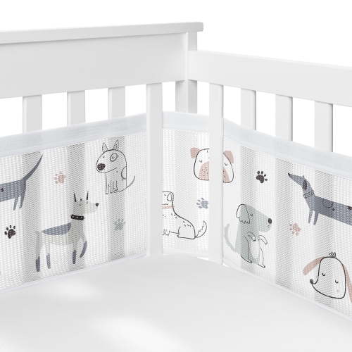Sweet Jojo Designs + BreathableBaby Cartoon Puppy Boy, Girl, Unisex/Gender Neutral Breathable Mesh Crib Liner