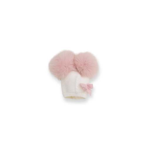 Ivory MI LOVES SIGNATURE Little Doll Double pompom hat.
