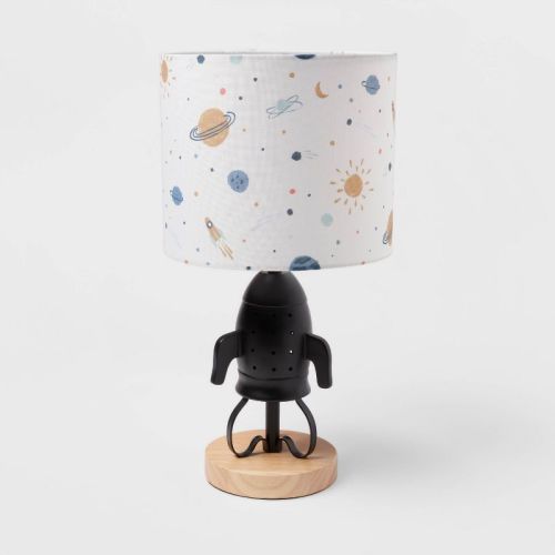 Spaceship Figural Kids' Table Lamp Black - Pillowfort™