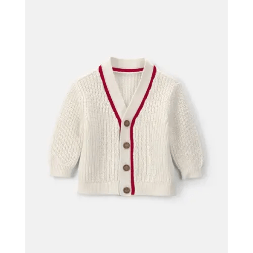 Baby Pinstripe Long-Sleeve Cardigan Sweater - White/Red - OshKosh B'gosh | Carter's