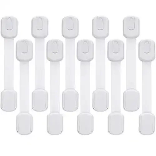 Goodv Child Safety Cabinet Locks - (10 Pack) Baby Proofing Latches to Drawer Door Fridge Oven Toilet Seat Kitchen Cupboard Appliance Trash Can with 3M Adhesive - Adjustable Strap No Drill No Tool