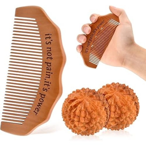 Birth Comb Acupressure Massage Ball Set, Wooden Labor Comb for Labor Pain Reliefs, Natural Labors and Delivery Essentials, New Mom Gifts Birthing Combs Hospital Bag Must Haves