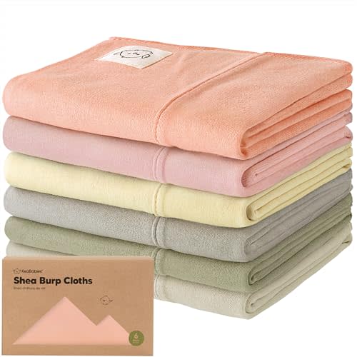 Organic Burp Cloths Baby Boy, Girl - 6-Pack Large Cotton Burping Cloths for Babies, Spit Up Rags, Super Absorbent, Ultra Soft Newborn Rag, Gender Neutral, Machine Washable, Durable (Embrace)