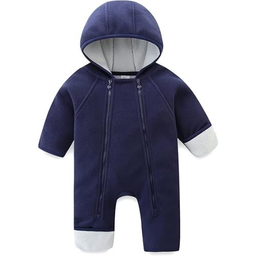 JingleBaBa Newborn Baby Fleece Jumpsuit Girls Boys Winter Hooded Coverall Romper Cute Baby Snowsuit Clothes