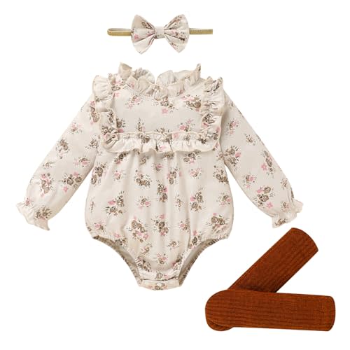 GRNSHTS Newborn Baby Girl Clothes Ruffle Rompers Toddler Fall Outfits for Girls Set Little Girl Fall Winter Clothing