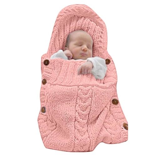 XMWEALTHY Swaddle Blankets for Newborn Baby Wrap Warm Knit Wrap Blanket Bag Stroller Receiving Blankets Baby Girls Boys Dusty Rose 0-6 Month