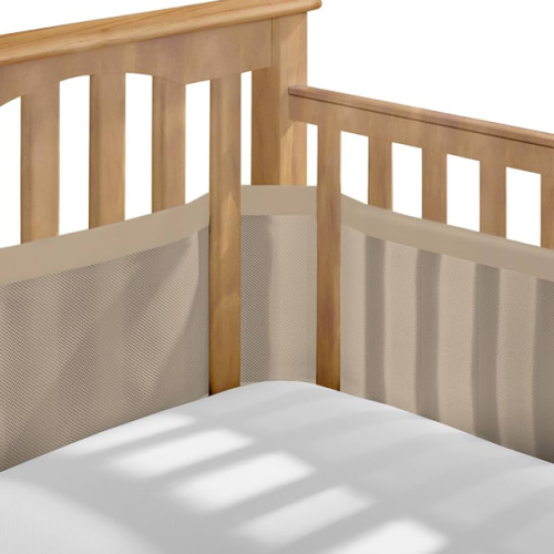 BreathableBaby Breathable Mesh Liner for Full-Size Cribs, Deluxe 4mm Mesh, Sand Beach (Size 4FS Covers 3 or 4 Sides)