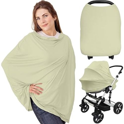 Car Seat Covers for Babies - Nursing Covers for Breastfeeding, Baby Car Seat Canopy for Girls, Boys, Nursing Essentials for Breastfeeding Women, Infant Stroller Privacy Protection (Pistachio)