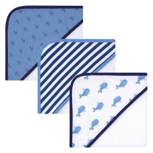 Hudson Baby Unisex Baby Rayon from Bamboo Rich Hooded Towels, Blue Whale, One Size