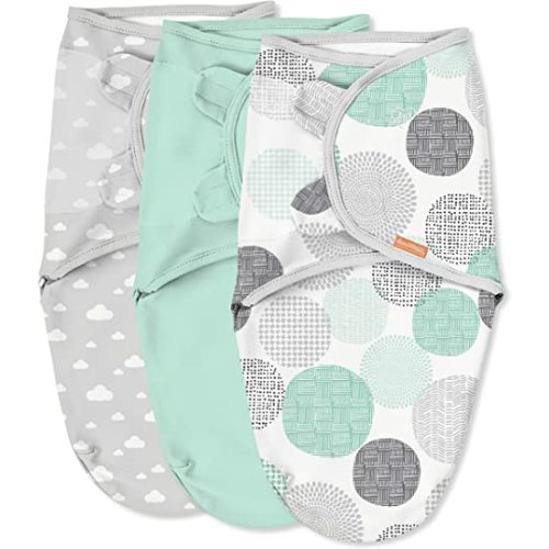 SwaddleMe by Ingenuity Original Swaddle - Size Small/Medium, 0-3 Months, 3-Pack (Floating Geo) - Floating Geos