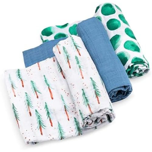Parker Baby Swaddle Blankets - 3 Pack of 100% Cotton Muslin Swaddle Blankets for Boys - Timber Set