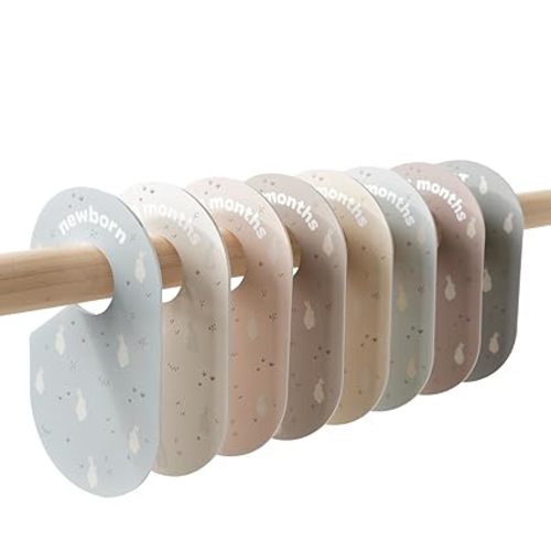 3 Sprouts Baby Closet Dividers 8-Piece Set Newborn to 2T - Double-Sided Organizer for Nursery Clothing Storage - Terrazzo