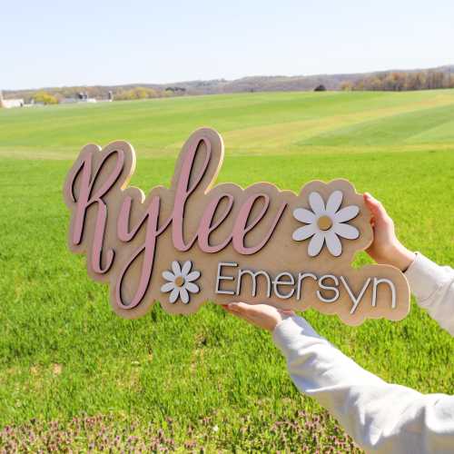 Personalized Daisy Name Sign, Floral Nursery Decor, Name Sign for Girls Room, 3D Wooden Name Sign, Newborn Name Sign, Flower Nursery Theme