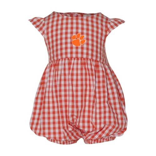 Clemson Tigers Garb Girl's  Infant Cara Gingham Ruffled Bodysuit - Orange