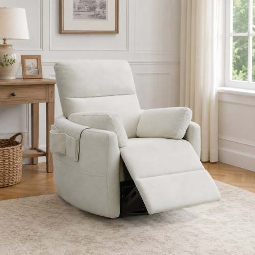 Wide Power Swivel Glider Recliner Chair with USB & Type-C Charging – 270° Swivel Nursery Recliner with Quiet Brushless Motor & Storage Pockets