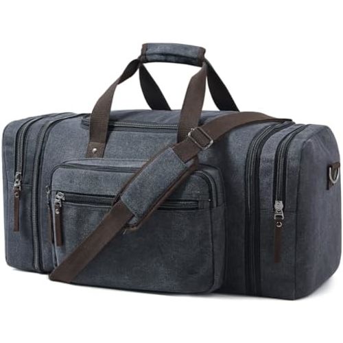 Canvas Expandable Duffle Bag for Men Traveling, Luggage Travel Bag Weekender Overnight Bag,Mens Gym Carry on Duffel Bags