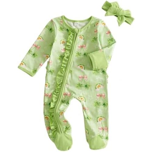 Kuriozud Newborn Baby Girl Boy Footie Romper One Piece Jumpsuit Sleeper Infant Clothes