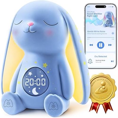2025 Mom's Choice Awards | White Noise Sound Machine Baby - AI Cry Detection, Night Light, 100 Soothing Sounds, App Control, 150% Battery Life, 50% Faster Sleep, Baby Essentials