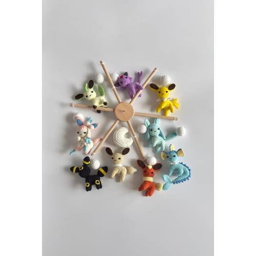 Crochet Characters baby mobile, handmade baby nursery, baby mobile crib, baby shower gift