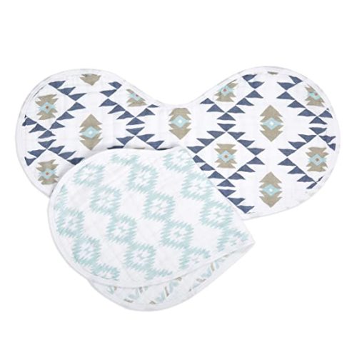 aden + anais Burpy Baby Bib, 100% Cotton Muslin, 4 Layer Multi Use Burping Cloth, Super Soft & Absorbent Burp Rag for Infants, Newborns and Toddlers, 2 Pack, Southwest Chambray