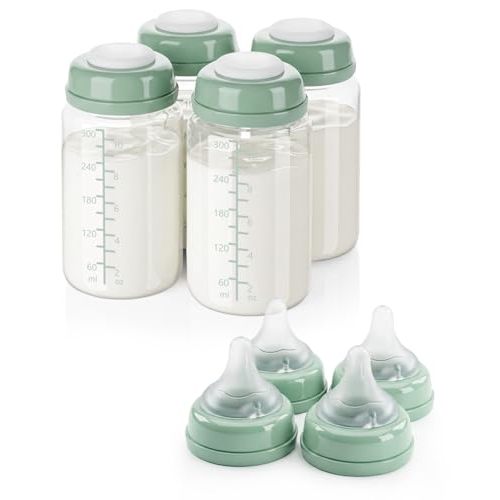 10oz Breast Milk Storage Bottle Set Compatible with Momcozy 22oz Portable Breast Milk Cooler, Breast Milk Storage Bottle Replacement Set Compatible with Spectra S1/S2/9 Plus/SG/Motif Luna