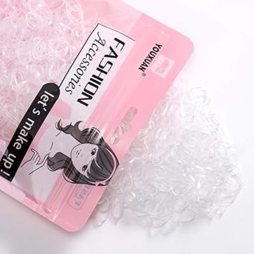 Youxuan 1000-Pack Elastic Hair Ties Non-slip Rubber Hair Bands for Girls, Clear
