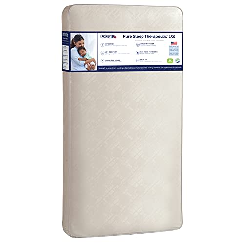 Kolcraft Pure Sleep Therapeutic 150 Waterproof Toddler & Baby Crib Mattress - 150 Extra Firm Coils, 51.7” x 27.3" Crib
