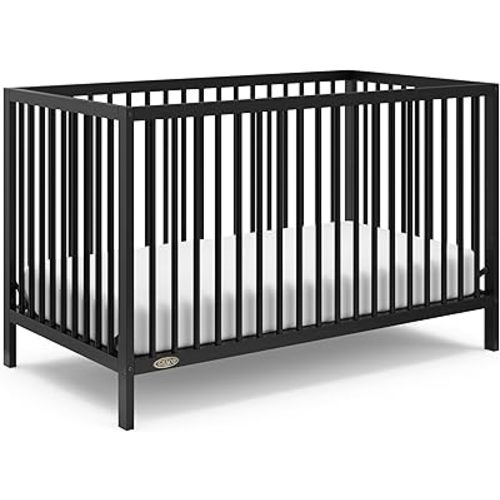 Graco Teddi 5-in-1 Convertible Crib – GREENGUARD Gold Certified, Baby Crib Converts to Daybed, Toddler & Twin Bed with Headboard and Footboard, Adjustable Mattress Height (Black)