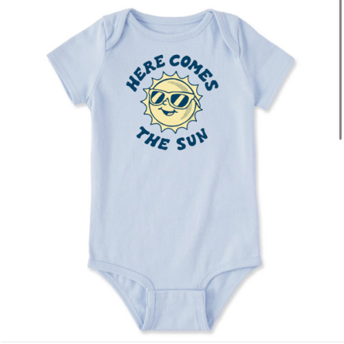 Baby Here Comes The Sun Circle Sunglasses Short Sleeve Crusher Baby Bodysuit | Shop Life is Good