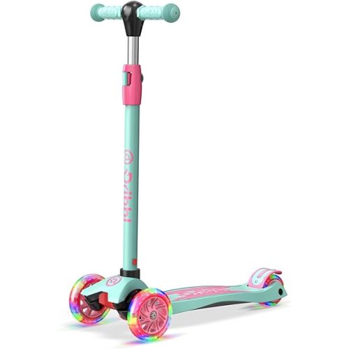 Dribbl 3-Wheel Kids Scooter - Lean-to-Steer Technology, Adjustable Height Handlebar, Wide Anti-Slip Deck, Scooter for Boys & Girls Ages 3+, Child Safety Approved, Support Riders Up to 165 lbs, Candy